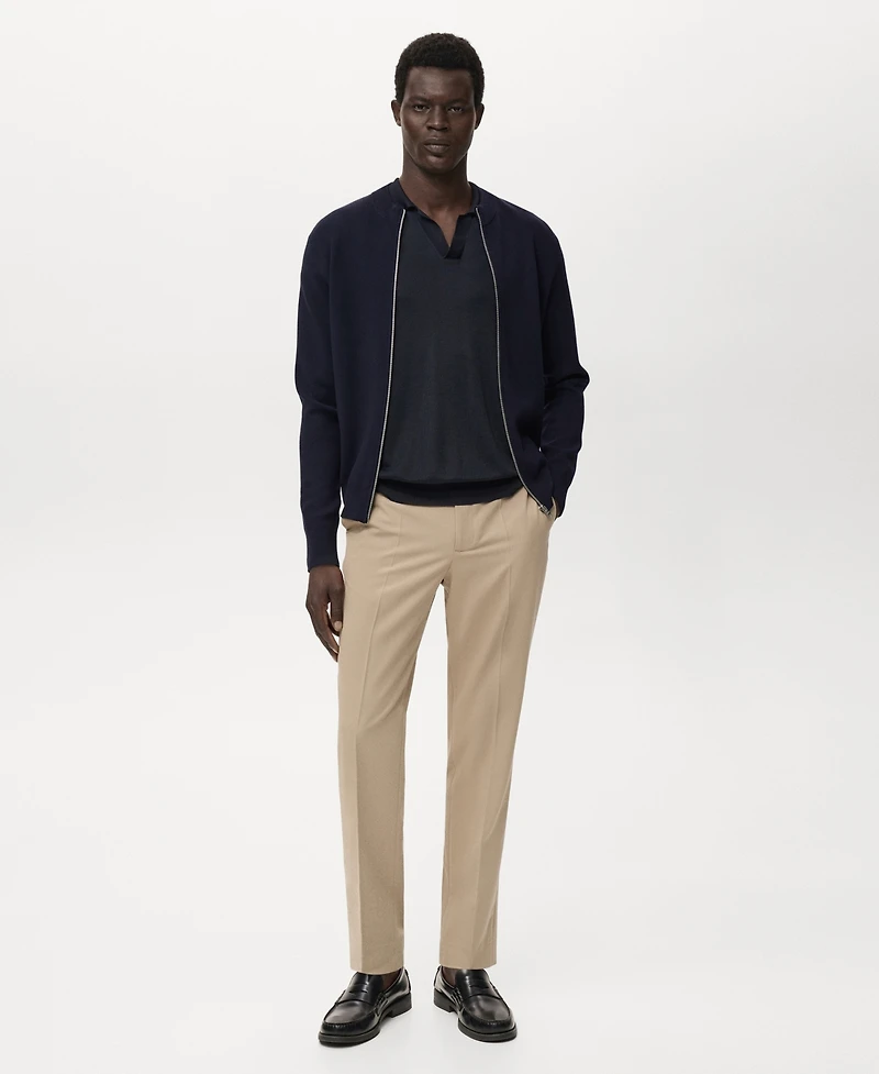 Mango Men's Zipped Knit Cardigan Sweater