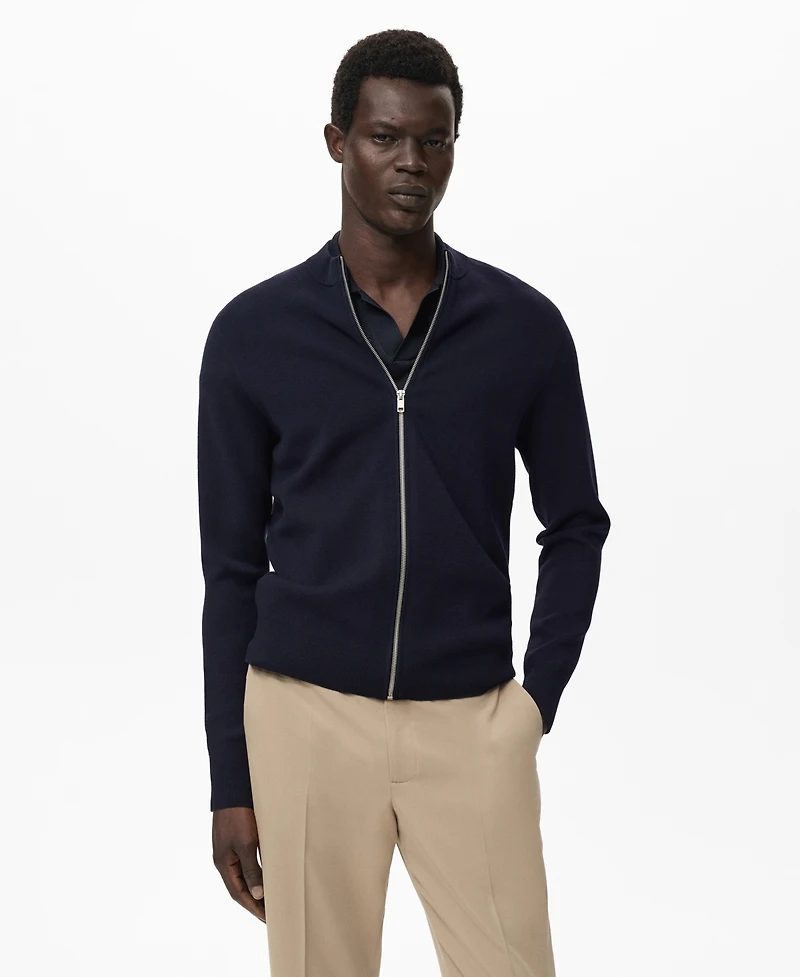 Mango Men's Zipped Knit Cardigan Sweater