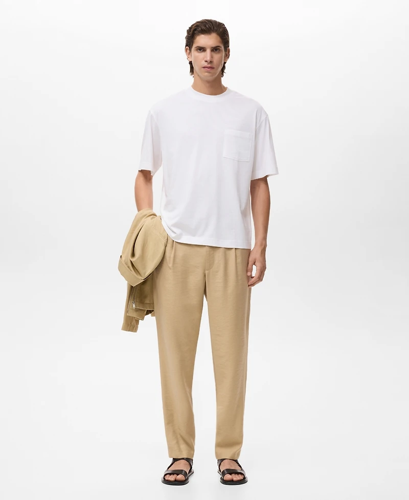 Mango Men's Straight-Fit Pleated Pants