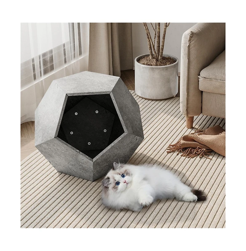 Zeus & Ruta 25.98" Pet Carrier Side Table Planter in Cement Gray