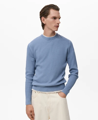 Mango Men's Fine Rib-Knit Cotton Sweater