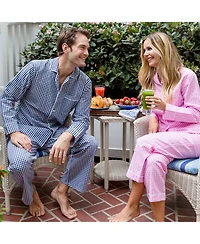 Sant and Abel Men's Hepburn Gingham Navy Long Pj Set
