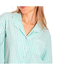 Sant and Abel Women's Hepburn Gingham Mint Long Pj Set
