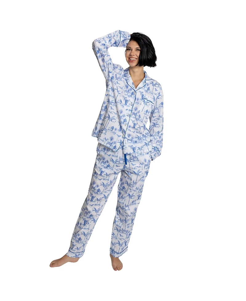 Sant and Abel Women's Skydog Blue Toile Long Pj Set