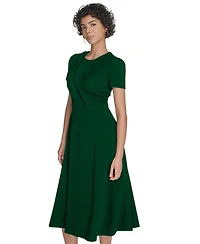 Calvin Klein Women's Short Sleeve Ruched Midi Dress