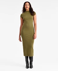 Bar Iii Women's Cap-Sleeve Mock-Neck Midi Dress, Exclusively at Macy's