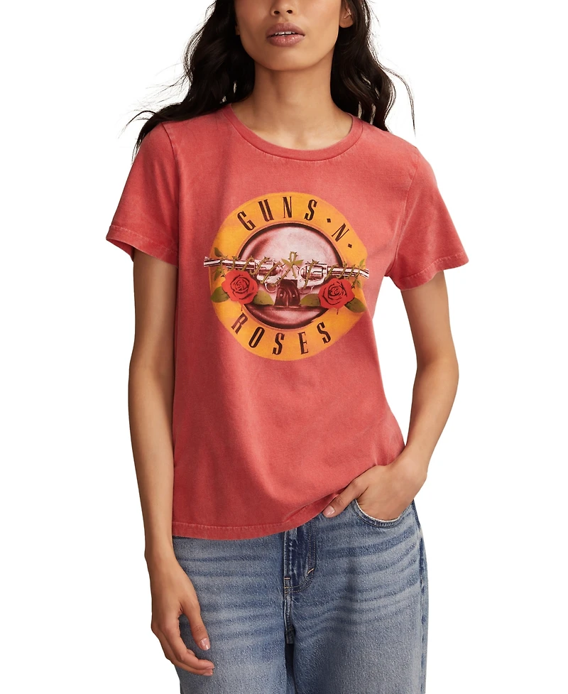 Lucky Brand Women's Guns N Roses Seal Crewneck T-Shirt