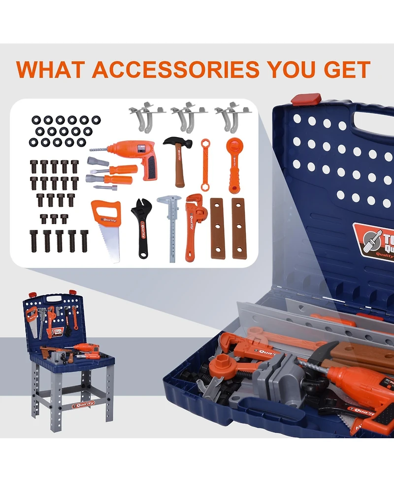 Qaba 68 Pcs Kids Workbench and Construction Toy