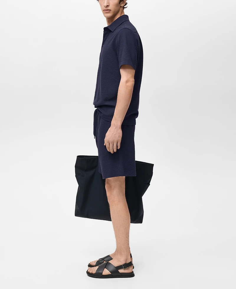 Mango Men's Drawstring Seersucker 5.47" Shorts