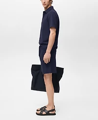 Mango Men's Drawstring Seersucker 5.47" Shorts