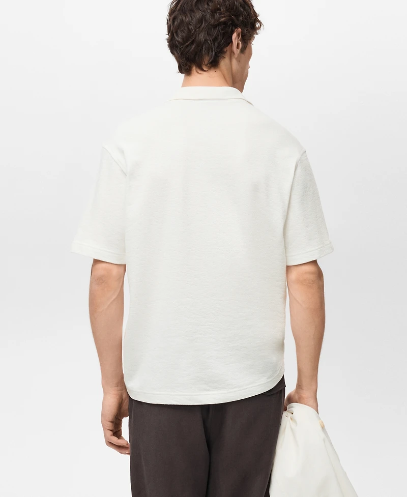 Mango Men's Textured Cotton Relaxed-Fit Polo Shirt