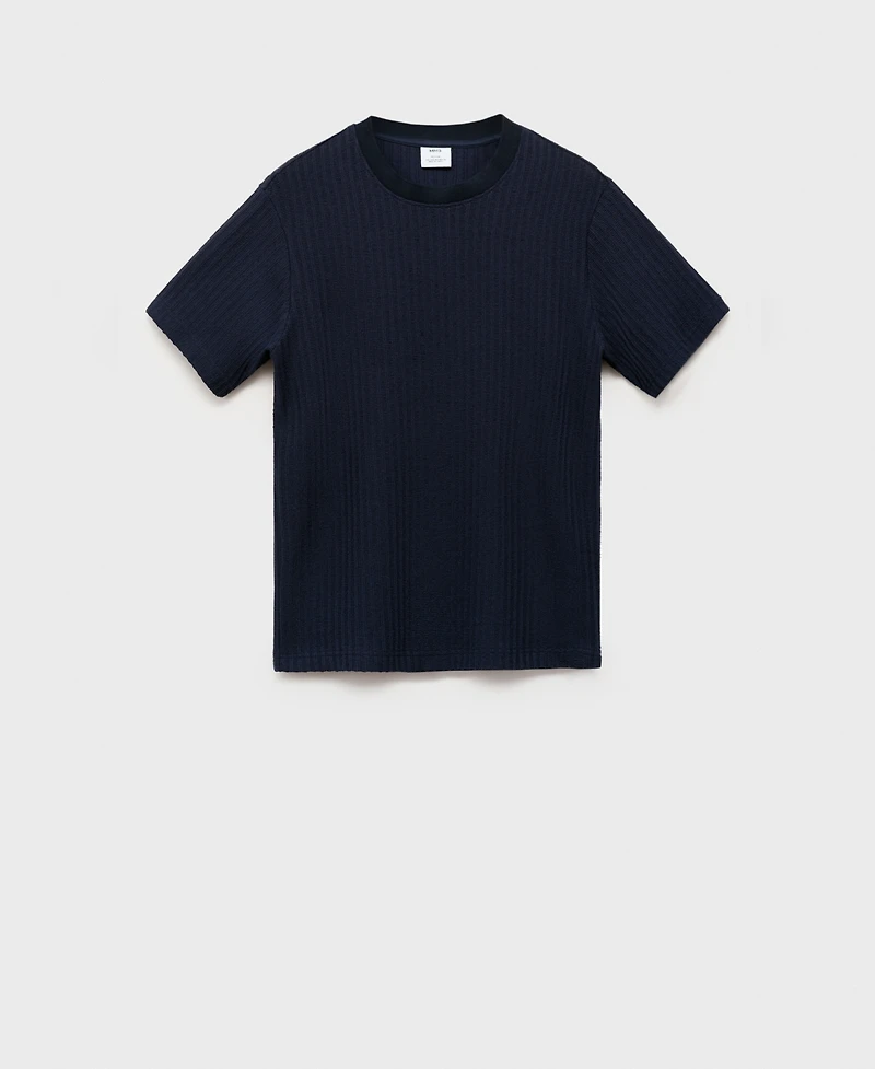 Mango Men's Ribbed Knit T-Shirt