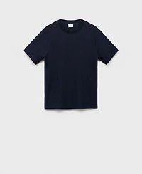 Mango Men's Ribbed Knit T-Shirt