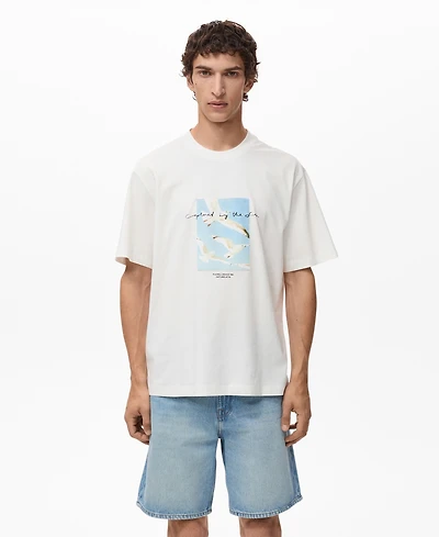Mango Men's Printed Patch T-Shirt