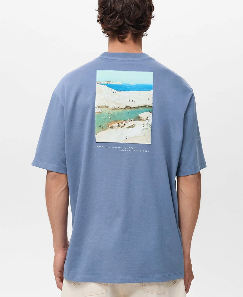 Mango Men's Printed Patch T-Shirt