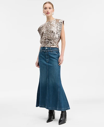 Boss Orange Women's Flared Denim Maxi Skirt
