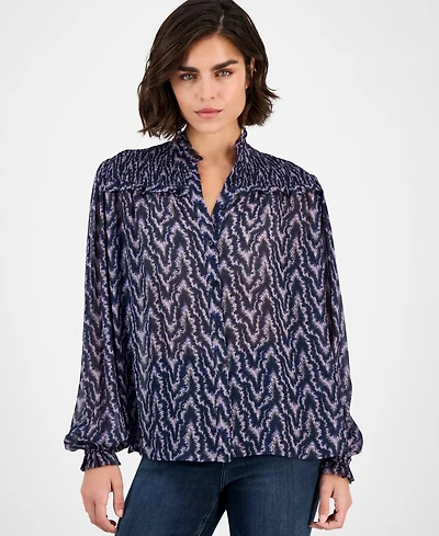 Boss Orange Women's Smocked Mock Neck Blouse