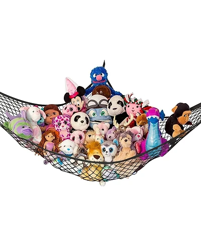 Lilly's Love Toddler Toy Storage Stuffed Animal Hammock, Hanging Organizer Room Decor, Black, 1 Pack