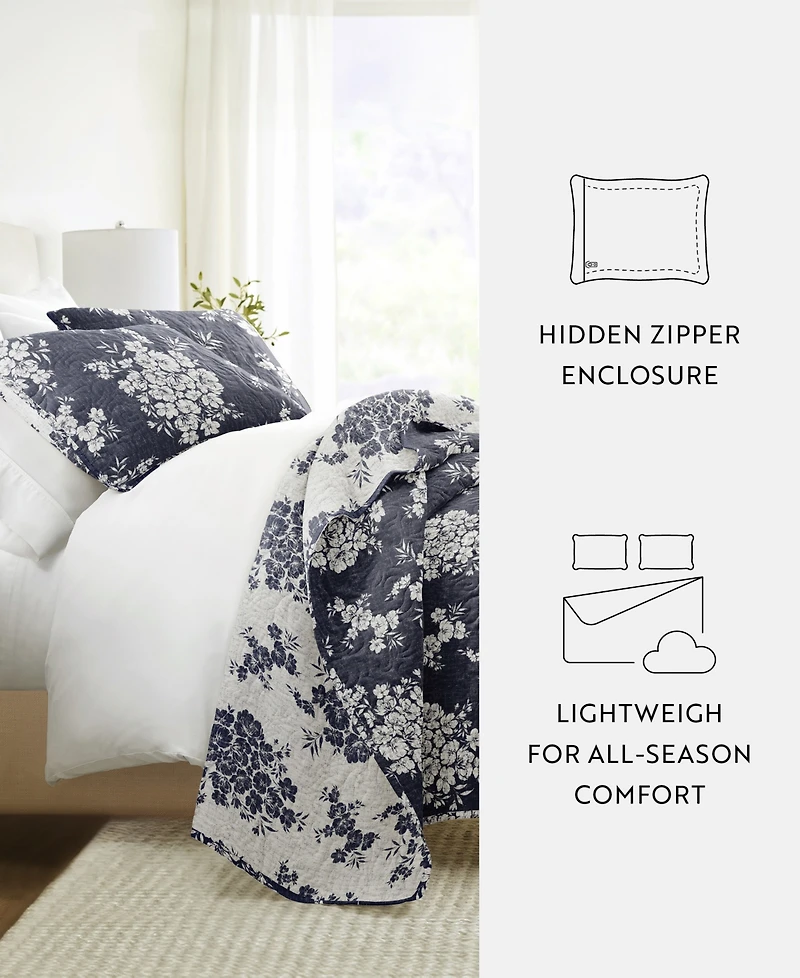 ienjoy Home Distressed Bouquet Reversible 3-Pc. Quilt Set, Full/Queen