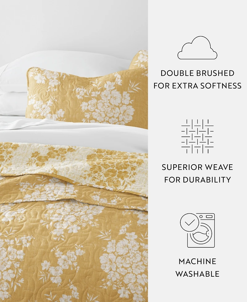 ienjoy Home Distressed Bouquet Reversible 3-Pc. Quilt Set, King/California King