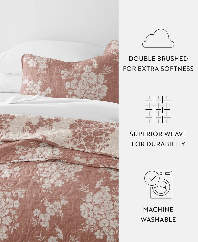 ienjoy Home Distressed Bouquet Reversible 3-Pc. Quilt Set, King/California King
