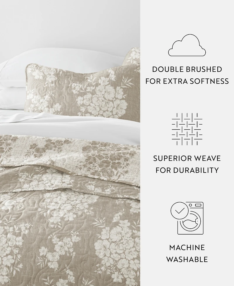 ienjoy Home Distressed Bouquet Reversible 3-Pc. Quilt Set, Full/Queen