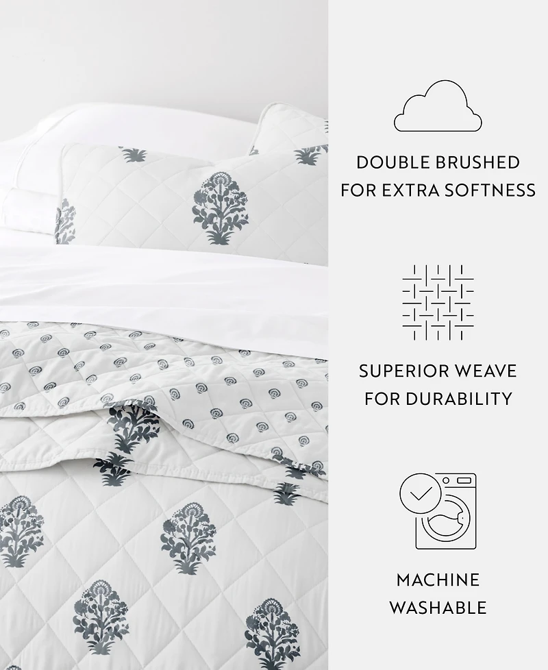 ienjoy Home Stamped Bloom Reversible 3-Pc. Quilt Set, King/California King