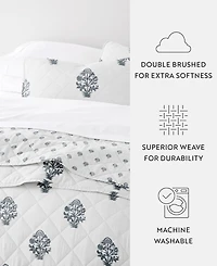 ienjoy Home Stamped Bloom Reversible 3-Pc. Quilt Set, King/California King