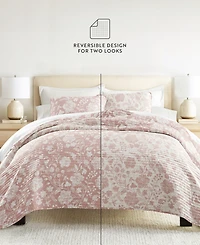 ienjoy Home Textured Floral Reversible 3-Pc. Quilt Set, Full/Queen