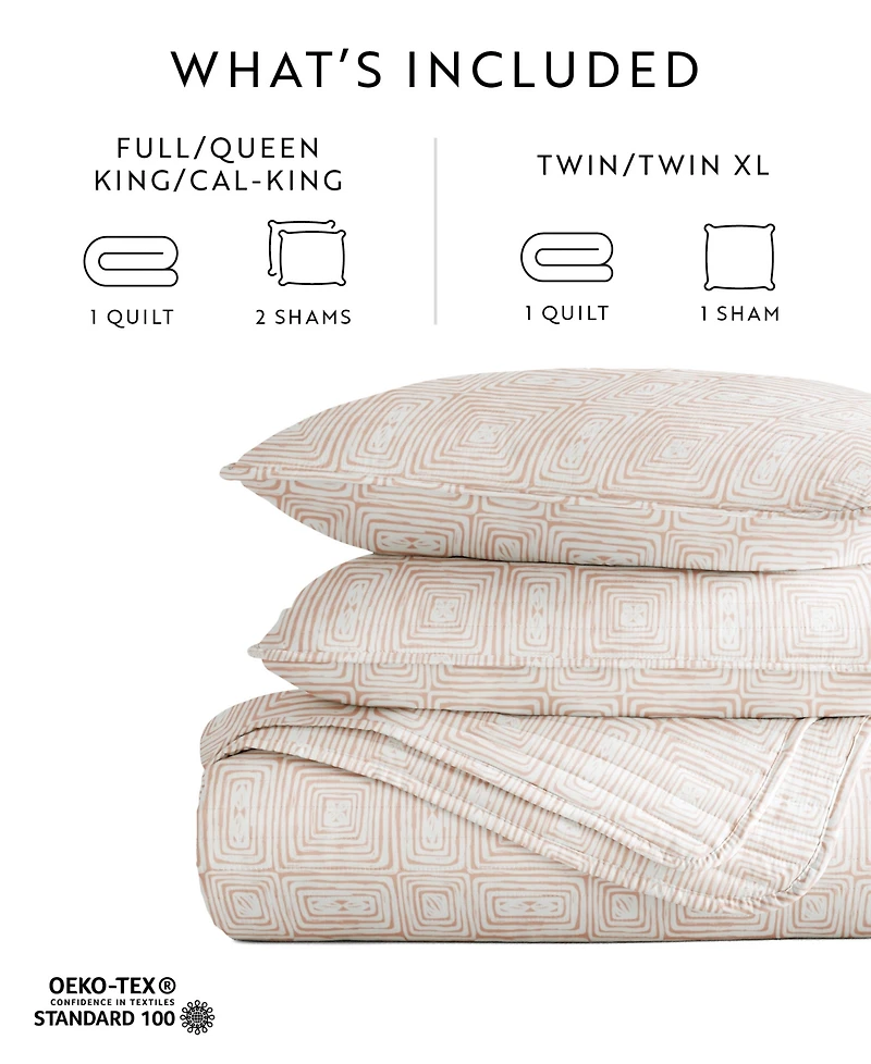ienjoy Home Geometric Maze Reversible 3-Pc. Quilt Set, King/California King