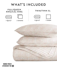 ienjoy Home Geometric Maze Reversible 3-Pc. Quilt Set, King/California King