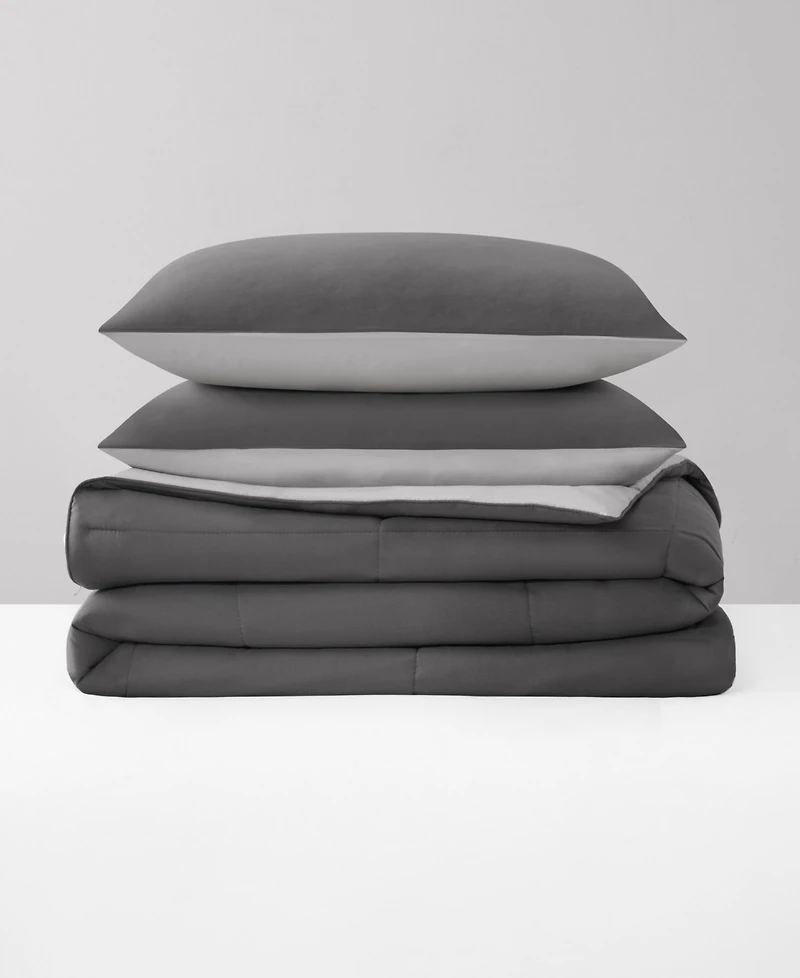 Lucky Brand Box Stitch Reversible 3-Pc. Comforter Set