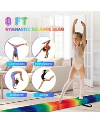 Akiudex 8FT Foldable Gymnastics Balance Beam with Suede Surface and Foam Padding