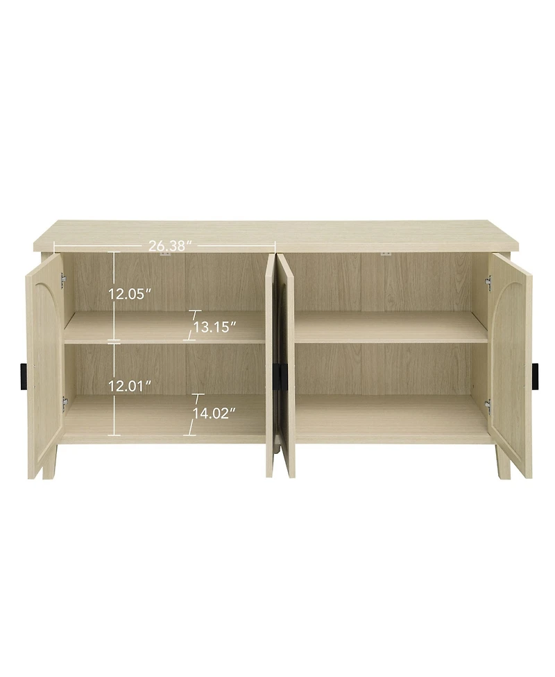 Casainc Rattan Storage Cabinet with 4 Door