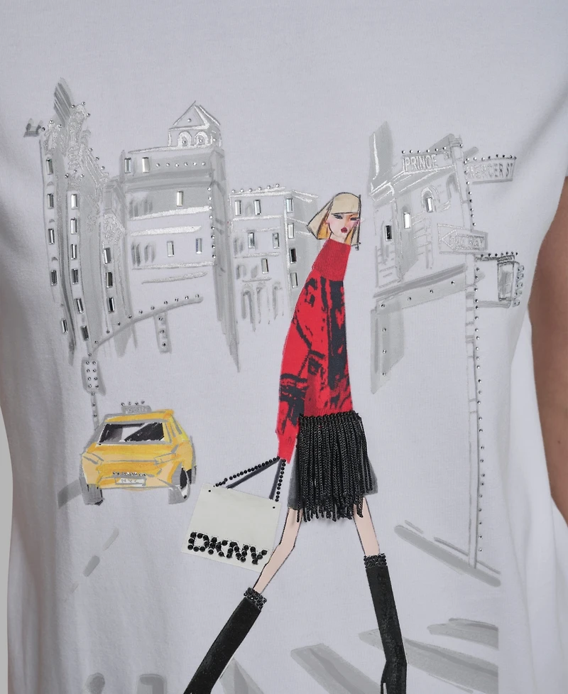 Dkny Women's Conversational Short Sleeve T-Shirt