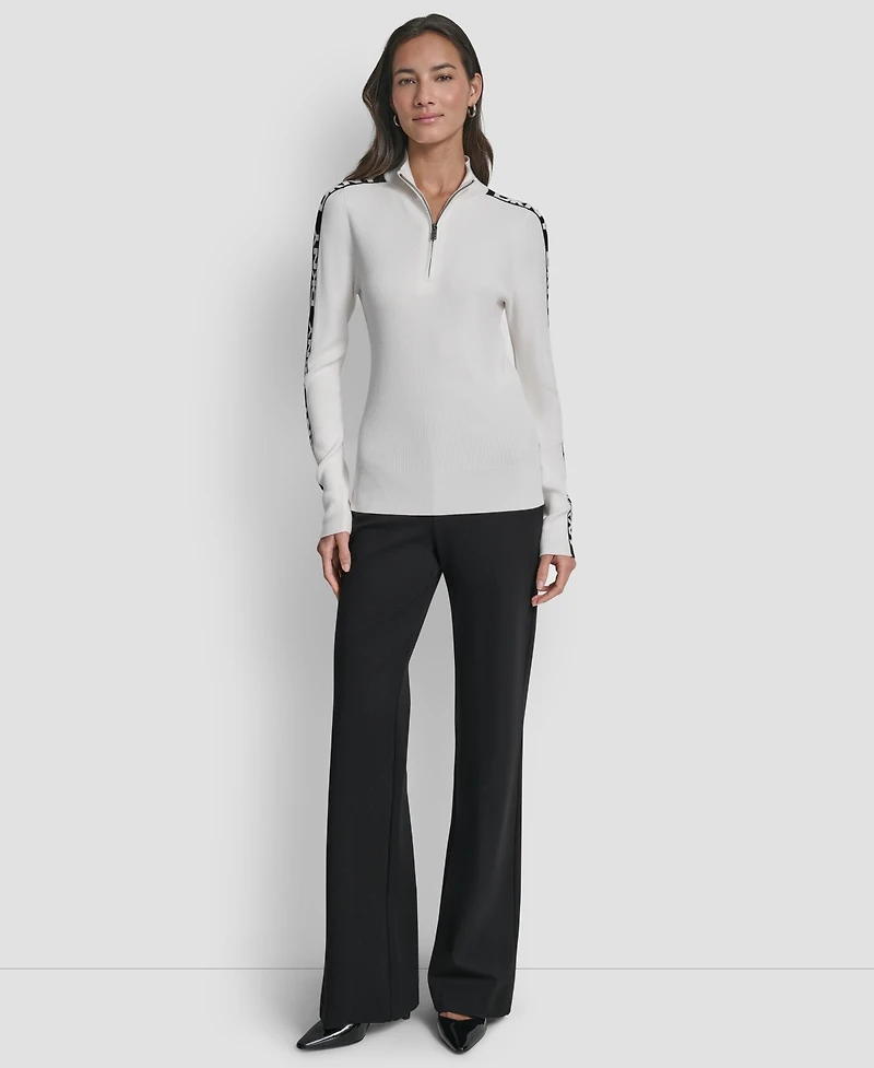 Dkny Women's Quarter Zip Mock Neck Sweater