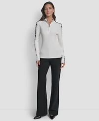 Dkny Women's Quarter Zip Mock Neck Sweater
