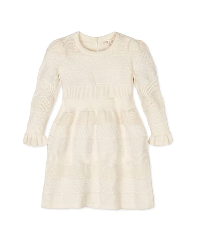 Hope & Henry Little and Big Girls' Organic Long Sleeve Ruffle Cuff Sweater Dress