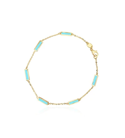 The Lovery Turquoise Bar Chain Bracelet 14K Gold