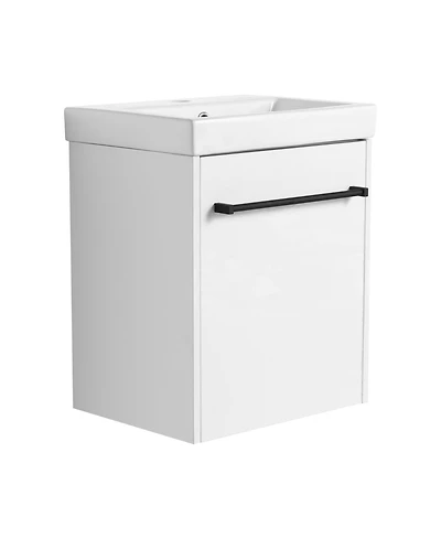 Casainc 18 Inch Floating Bathroom Vanity with Ceramic Sink and Soft-Close Cabinet Door