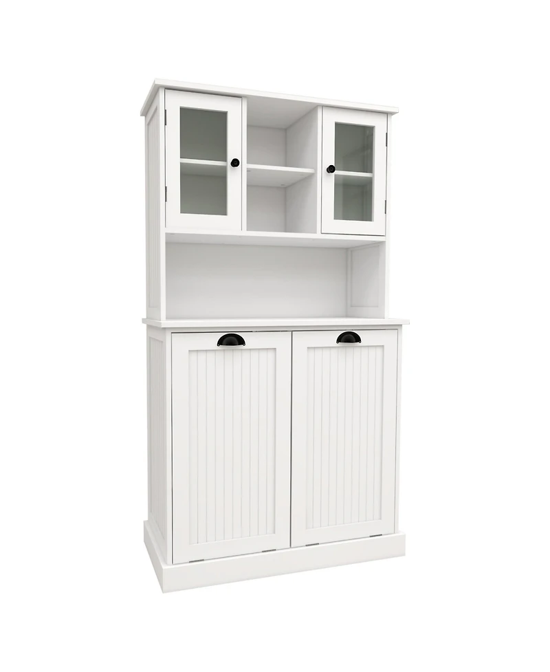 Casainc Tall Tilt-Out Laundry Cabinet with 2 Compartments and Adjustable Shelves