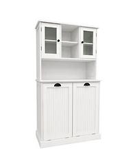 Casainc Tall Tilt-Out Laundry Cabinet with 2 Compartments and Adjustable Shelves