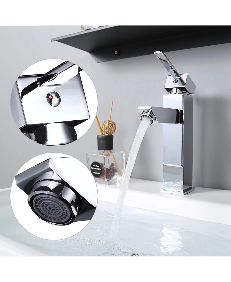 Aquaterior Wall Mount Ceramic Sink w/ One Hole Bathroom Faucet Single Handle Chr
