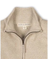 Hope & Henry Boys Organic Long Sleeve Full Zip Raglan Mock Neck Sweater