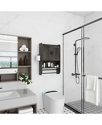 Casainc Bathroom Wall Cabinet with Doors, Adjustable Shelf, Towel Bar, and Paper Holder