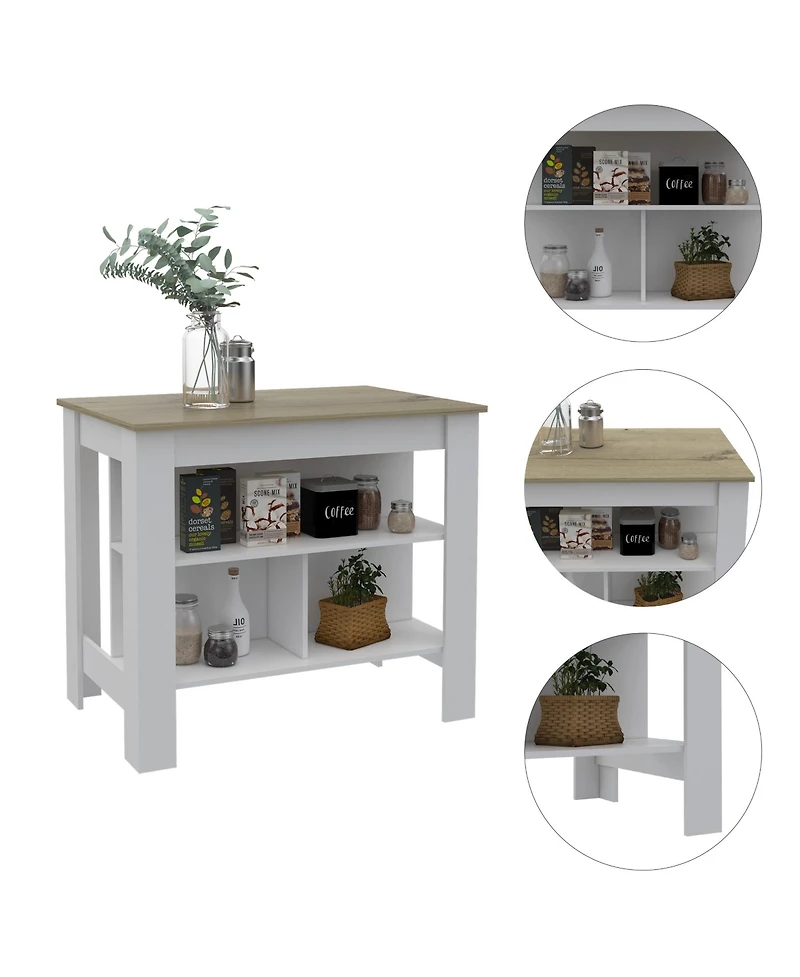 Slickblue Modern Kitchen Island with Storage Shelves and Drawer, Freestanding Design