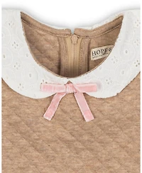 Hope & Henry Little and Big Girls' Short Sleeve Quilted Dress with Eyelet Collar