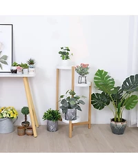 Unho Adjustable Bamboo Plant Flower Display Storage Corner Flower Pots Rack Holder