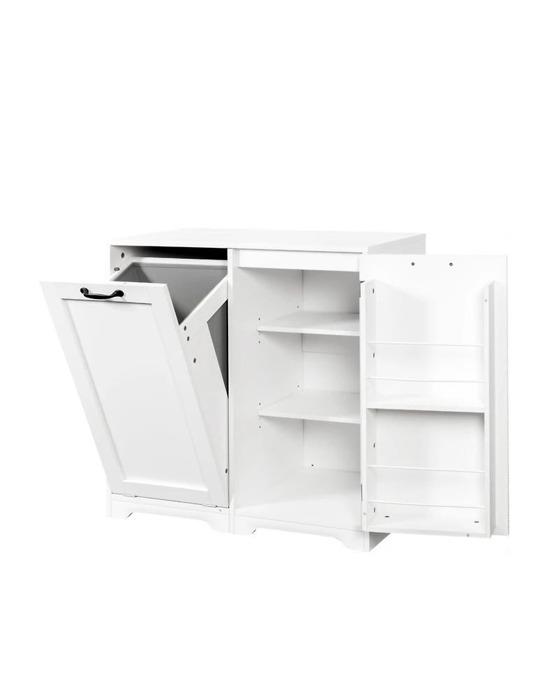 Casainc Laundry Cabinet with Doors, Tilt-Out Hamper, and Adjustable Shelf