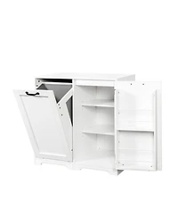 Casainc Laundry Cabinet with Doors, Tilt-Out Hamper, and Adjustable Shelf